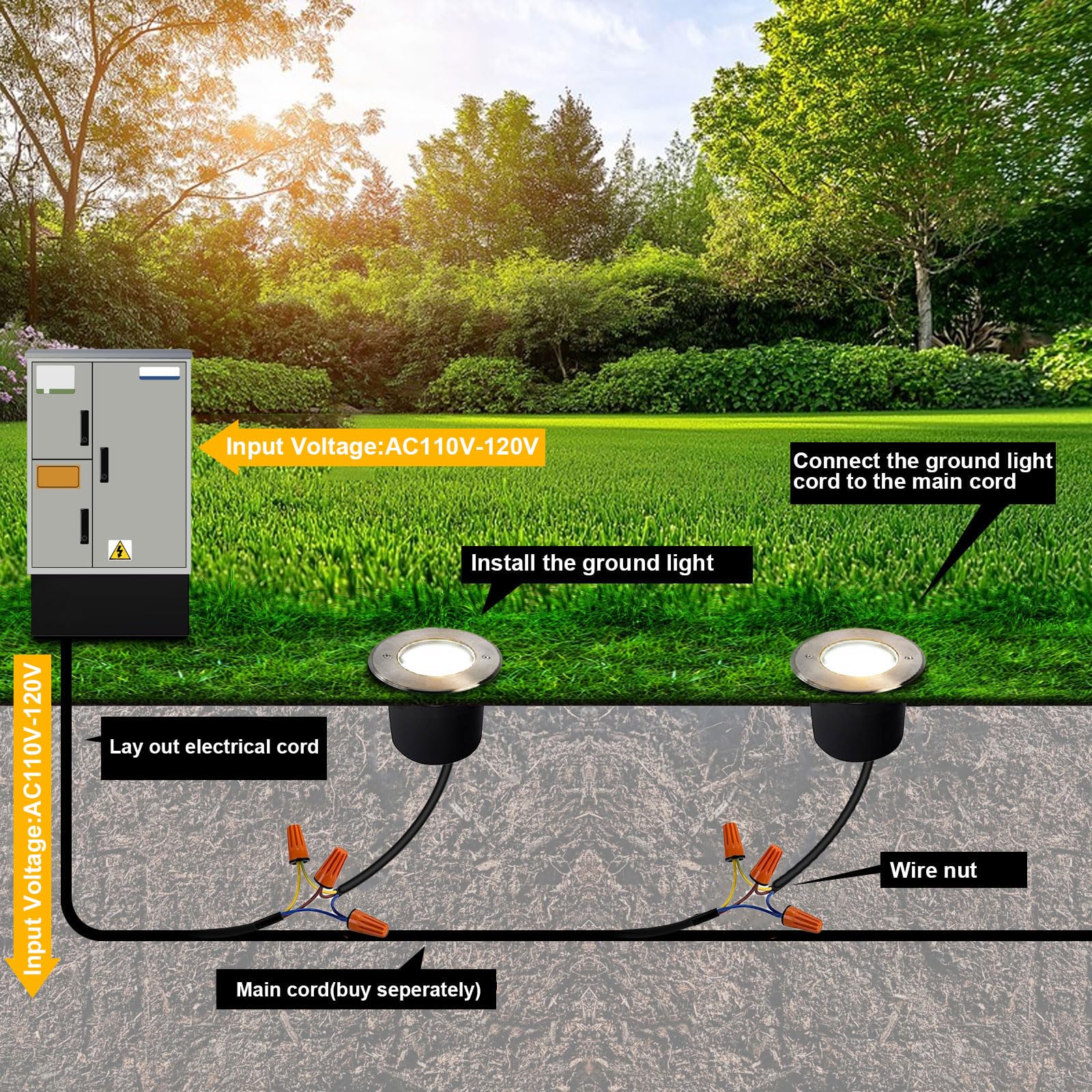 GOCuces 5W White Outdoor Well Lights In Ground 110V-120V 4 Pack